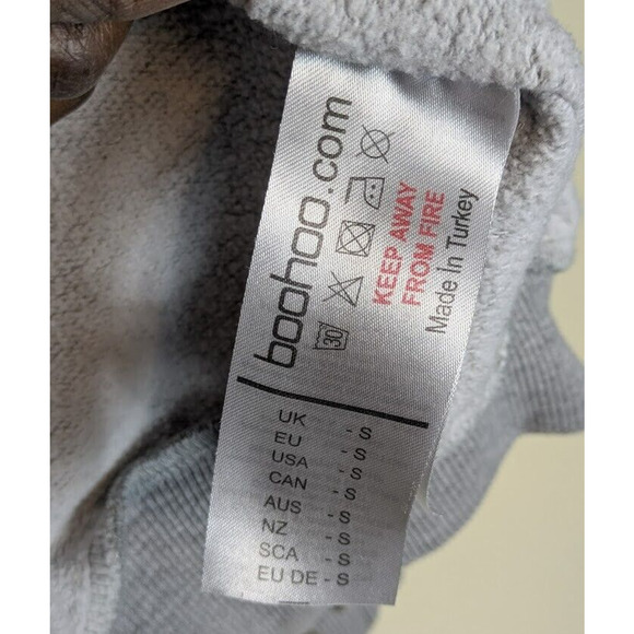 Boohoo Women’s Small Patchwork Full Zip Oversized Gray Hoodie Cozy Comfort Relax - Picture 5 of 7